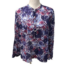Isabel Marant Etoile Blouse Top Womens 40 8 Purple Long Sleeve Button Mock Neck picture