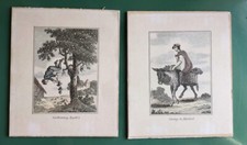 Antique Etchings Pair of Provincial Farm and Family Life 6” X 4.75” Humorous picture