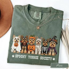 Spooky Yorkie Society Halloween Shirt, Cute Yorkie Costume Tee, Dog Mom Fall picture