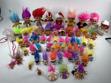 Vintage Lot of 60 Trolls from 80s 90s Dolls Russ Colorful Hair Clothes Small Big picture