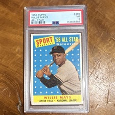 Topps 1958 Topps #486 Willie Mays PSA 3 Graded San Francisco Giants All-Star picture
