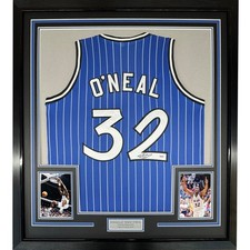 FRAMED Signed SHAQUILLE O'NEAL 35x39 Orlando Blue Jersey Beckett COA picture