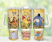 Handmade 40oz Stainless Steel Tumbler-Winnie the Pooh-Disney-Cartoon-Eeyore-Gift picture