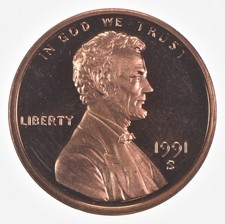 1991-S Lincoln Memorial Cent Proof picture