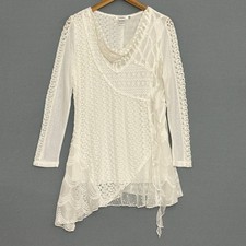 Fairy Y2K Asymmetrical VTG Womens Top S White Romantic Coquette Shabby Ethereal picture