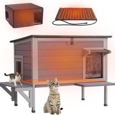 Large Heated Cat House with Liner, Weatherproof Cat Shelter picture