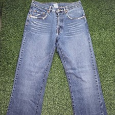 VTG Y2K Guess Straight Jeans Mens 32x30 Blue Denim Dark Wash Fade Whiskers picture