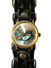 Vintage 1970s Star-Kist Sorry Charlie the Tuna Wind Up Watch Leather Band Works picture