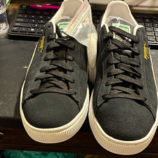 PUMA Suede Classic 21 Black/White Suede Low Top Lace Up Sneakers 374915-01 picture