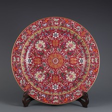 Chinese Antique Qing Dynasty Jiaqing Mark & Period Porcelain  famille rose Plate picture