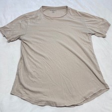PS Basics by PacSun Mens Scallop Hem T-Shirt Tan Beige Cotton Size M 0419 picture