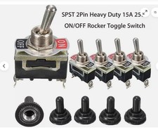 5 Pcs Heavy Duty Toggle Switch with Waterproof Covers - 15A 250V Capacity US picture