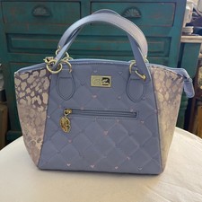 Luv Betsey Johnson Quilted Heart Purse Crossbody Bag Purple White picture