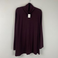 J. Jill Luxe Supima Everyday Turtleneck Tunic Size Large Dark Fig Stretch picture