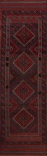 Geometric Balouch Afghan Runner Rug 2x8 Ft Handmade Red Wool Hallway Carpet picture