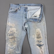 Vintage Levis 501 Jeans Mens 34x36 Blue 90s Made USA Distress Thrashed Destroyed picture