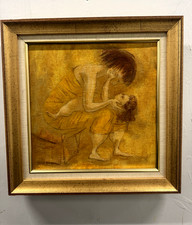 ORIGINAL ART EXPRESSIONIST IMPRESSIONIST CUBIST MODERNISM MOTHER DAUGHTER SGND picture