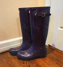 Hunter Original Tall Waterproof Purple Knee High Rain Boots Buckle US 10 EU 42 picture