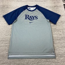 Nike Tampa Bay Rays Bobby Kinne Player Issue Shirt Large Gray Blue Center Swoosh picture