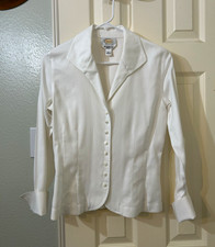 Talbots White Wrinkle Resistant Button-Up Collared Long Sleeve Womens 4 picture