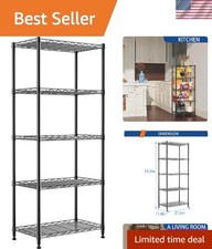 Elegant 5-Tier Adjustable Metal Storage Rack - Sturdy & Compact Design 53.5