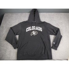 Champion Colorado Buffaloes Mens Large Black Hoodie Sweatshirt NCAA CU Buffs picture