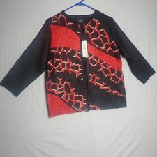 CHICO;S Travelers Collection black red white abstract NWT picture