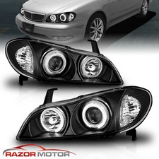 [Dual LED Halo] For 2000 2001 Infiniti I30 Black Projector Headlights Pair picture