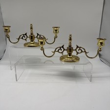 Pair Vintage BALDWIN Brass 2 Arm Low Candelabras ~ ~ Art Nouveau ~ Cottage Core picture