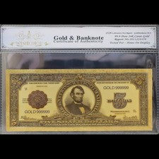 Gold 1923 $5 Five Dollars Banknote Collectible with Bag & Certificate picture