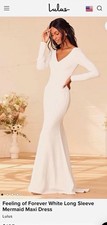 Lulus Feeling of Forever White Long Sleeve Mermaid Maxi Dress Size M NWT Bridal picture