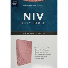 NIV Bible Giant Print Edition, Gold Glid, Pink BRAND NEW Leathersoft Embossed picture