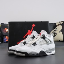 Jordan 4 retro white cement Men's Retro Mid Top Basketball Shoes picture