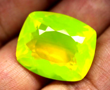 Certified 69.41 Ct Natural Neon Yellow Fire Opal Cushion Cut Untreated Gemstone picture