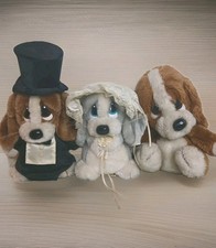 Rare 1980s Applause Sad Sam Groom & Honey Bride Dogs Hound Lot Big Eyes Plush picture