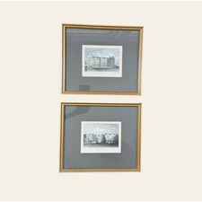 Pair Antique J.P. Neale English Country House Engravings c. 1830 picture