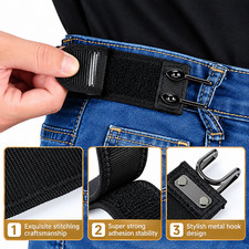 2PCS Tactical Metal Hook Elastic Belt Buckle-Less Invisible Waist Belt Closure picture