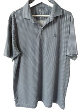 Rhoback The Cali Performance Polo Shirt Mens LARGE Blue White California EUC picture
