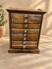 Indian Wooden 8 Drawer Mini Chest Rustic Jewellery Storage Cabinet Organizer picture