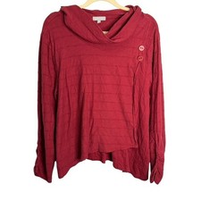 Habitat Blouse Women's XL Artsy Abstract Lagenlook Cowl Neck Red picture