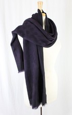 Loewe Women's Dark Purple Black Floral Print 100% Cashmere Fringe Infinity Scarf picture