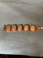 Vintage Signed Hattie Carnegie  Gold Tone  Ornate Locket Bracelet picture
