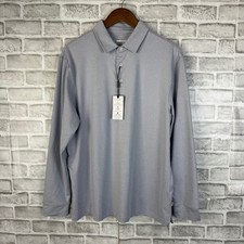 Maelreg Mens Performance Long Sleeve Polo Faded Denim Heather MGPL010 L NEW picture