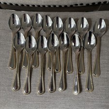 Wallace Royal Continental Gold Bead Stainless 18/8 Soup Teaspoon 6” Set of 15 picture