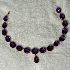 Antique 14KT Rose Gold Amethyst Bezel Necklace picture