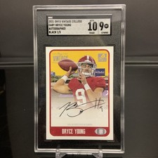 2021 Onyx Vintage Bryce Young RC Auto Black On Card SSP 1/1 #1/5 SGC 9/10 picture