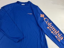 Columbia PFG Omni-Shade Men's XL Long Sleeve Shirt Blue Orange Excellent Cond. picture