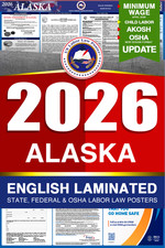 2026 Alaska AK LABOR LAW POSTER (Federal & State) English Laminated picture