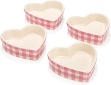 Heart Shaped Ramekins Oven Safe, 4-Piece Mini Ceramic Ramekin Set, Stoneware Bak picture