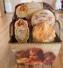 Vintage Heavenly Love Bath Gift Set Cherub Angel Tin Box Sealed New picture